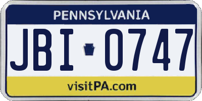 PA license plate JBI0747