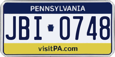 PA license plate JBI0748