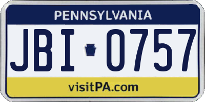 PA license plate JBI0757