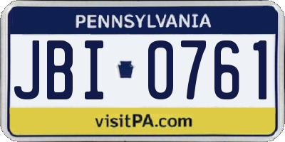 PA license plate JBI0761