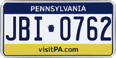 PA license plate JBI0762