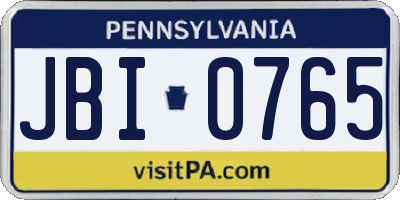 PA license plate JBI0765