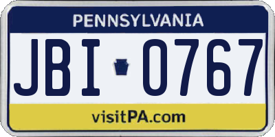 PA license plate JBI0767
