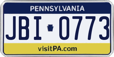 PA license plate JBI0773