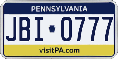 PA license plate JBI0777