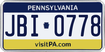 PA license plate JBI0778