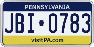 PA license plate JBI0783