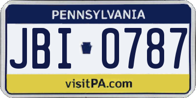 PA license plate JBI0787