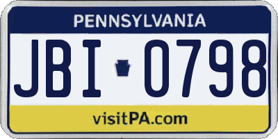 PA license plate JBI0798
