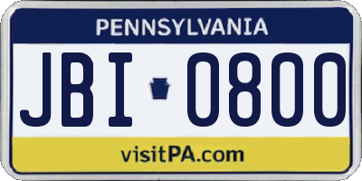 PA license plate JBI0800