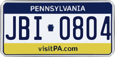 PA license plate JBI0804