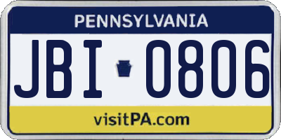 PA license plate JBI0806