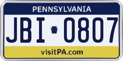 PA license plate JBI0807