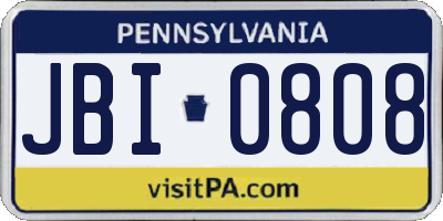 PA license plate JBI0808