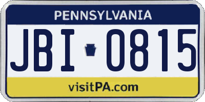 PA license plate JBI0815