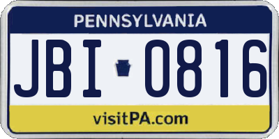 PA license plate JBI0816