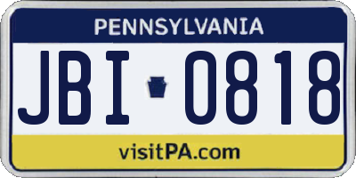 PA license plate JBI0818