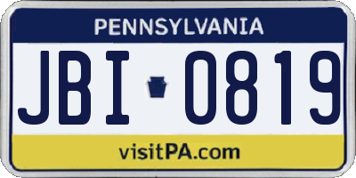 PA license plate JBI0819