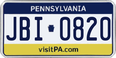 PA license plate JBI0820