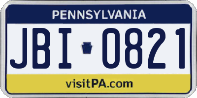 PA license plate JBI0821