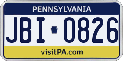 PA license plate JBI0826