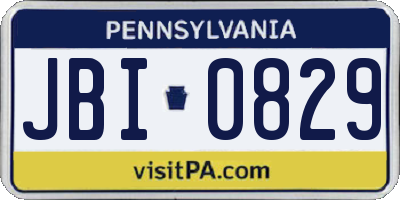 PA license plate JBI0829