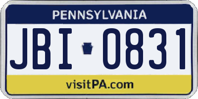 PA license plate JBI0831