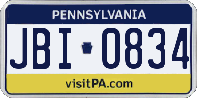 PA license plate JBI0834