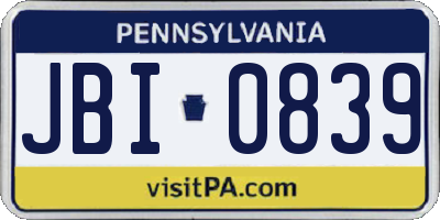 PA license plate JBI0839