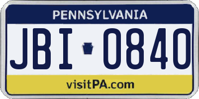 PA license plate JBI0840