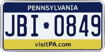 PA license plate JBI0849