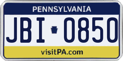 PA license plate JBI0850