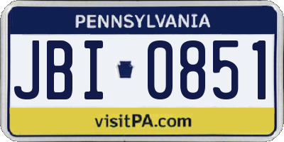 PA license plate JBI0851