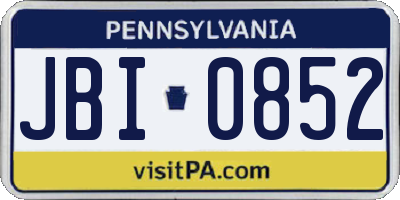 PA license plate JBI0852