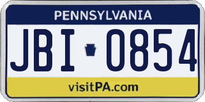 PA license plate JBI0854