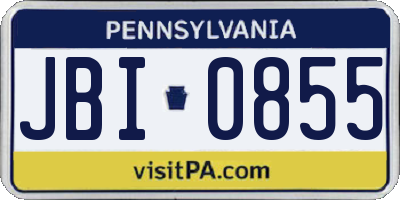 PA license plate JBI0855