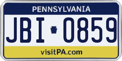 PA license plate JBI0859