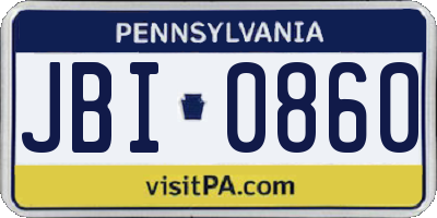 PA license plate JBI0860