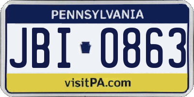 PA license plate JBI0863