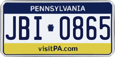 PA license plate JBI0865