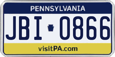 PA license plate JBI0866