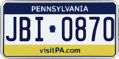 PA license plate JBI0870