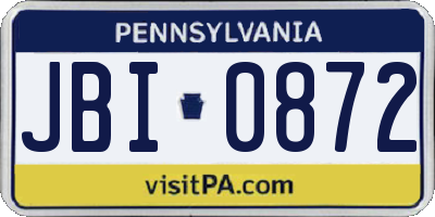 PA license plate JBI0872