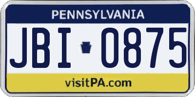 PA license plate JBI0875