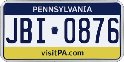 PA license plate JBI0876