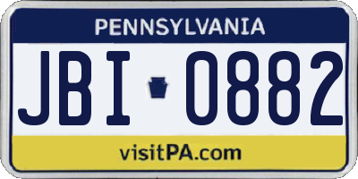 PA license plate JBI0882