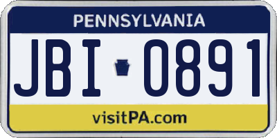 PA license plate JBI0891