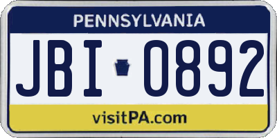 PA license plate JBI0892