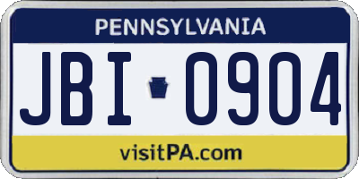 PA license plate JBI0904