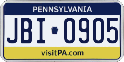 PA license plate JBI0905